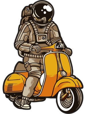 Quart Aksesuar 14 x 10 cm Astronot Motorcu Sticker Motor Araba Kask Laptop Sticker
