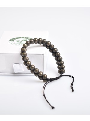 Safnaturel Pirit 6mm Çift Sıra Makrome Doğal Taş Bileklik