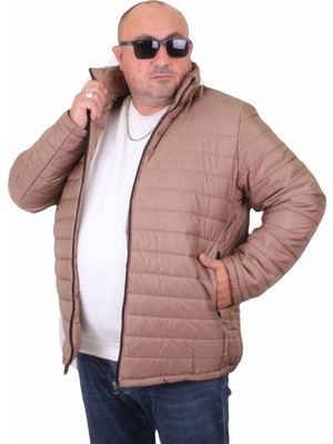 Moc Grande Jessica Su İtici Mont Erkek Vizon Renk Kalın Kışlık 3XL Kapitone Model