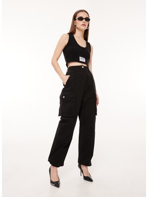 Moschino Yüksek Bel Normal Siyah Kadın Pantolon A0315