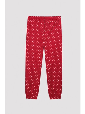 Penti Kız Çocuk Hidden Place Slogan Baskılı Termal Kırmızı Pijama Takımı