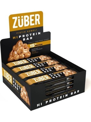 Züber Hi Protein Yer Fıstığı Ezmeli Yüksek Protein Bar 45g x 12 Adet (15g Protein)