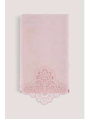 Arliva Home Sedef Kadıfe Nakıslı Çeyız Havlusu Pudra 50X85