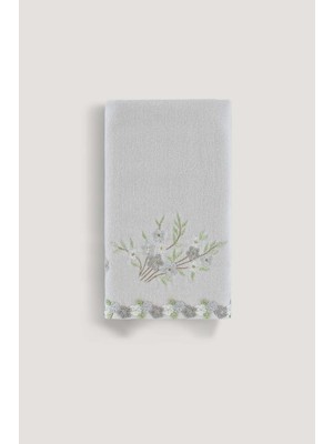 Arliva Home Sude Kadıfe Nakıslı Çeyız Havlusu Grı 50X85