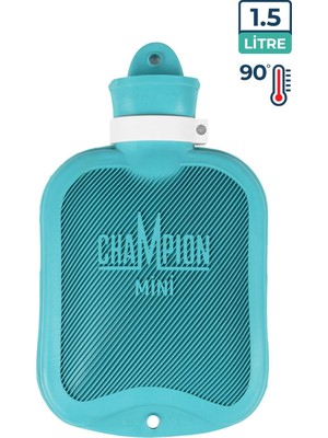 Champion Kauçuk Termofor Mini Sıcak Su Torbası, Kokusuz Sıcak Su Torbası Mavi 1,5 lt