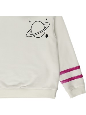 Panço Kız Çocuk Galaxy Baskılı Kapüşonlu Sweatshirt