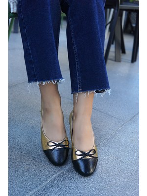 Laminta Teresa Gold Fiyonk Detaylı Kadın Babet