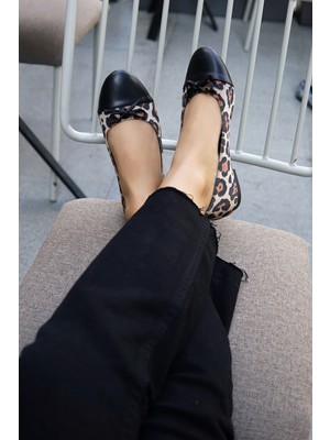 Laminta Teresa Leopar Fiyonk Detaylı Kadın Babet