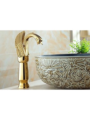 OEM Banyo Çanak Lavabo Bataryası Kuğu Altın Dore Şelale Yeni Ürün 5 Yıl Güvenceli