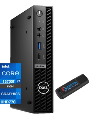 Dell Optiplex 7010MFF Intel Core I7 13700T 16GB 512GB SSD Freedos Mini Masaüstübilgisayar NN008O7010MFFP02+ZETTAUSBBELLEK