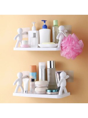 Bgmutfak Pratik Banyo Mutfak Rafı Yapıştırmalı Etejer Yapışkanlı Raf Banyo Etejeri 34 x 12 cm
