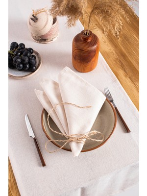 Wellstil Doku | 8'li Organik Ham Keten Peçete 40x40 cm