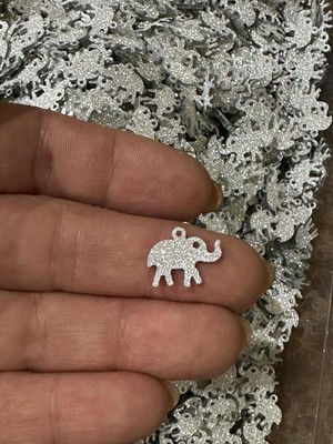 Gönülden Tasarım 1 cm 20 gr Delikli Simli Fil Kolye Takı Yazma Oya Eşarp Halhal Boncuk Pul