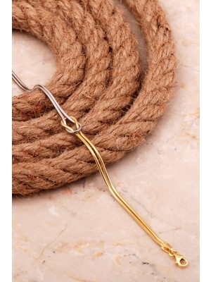 Sümer Telkari Düğüm Altın ve Rodyum Kaplama Unisex Gümüş Bileklik 4440