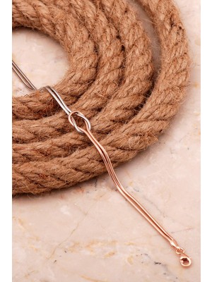 Sümer Telkari Düğüm Rose ve Rodyum Kaplama Unisex Gümüş Bileklik 4441