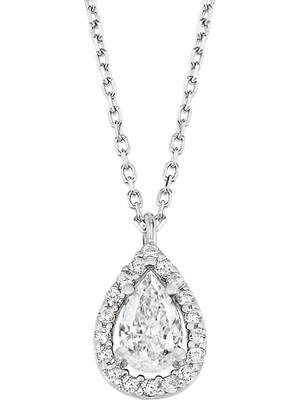 Altın Sepeti Beyaz Altın Damla Anturaj Kolye