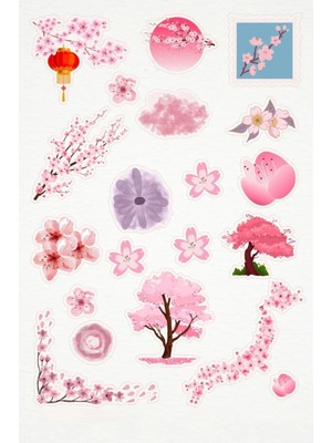 Kt Grup Sakura Pembe Tema Sticker Etiket 4 Sayfa 87 Adet Etiket - Pembe