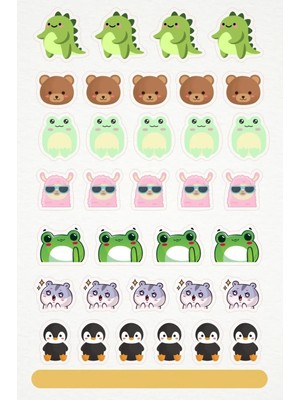 Kt Grup Mini Animal Minik Hayvan Figürleri Tema Sticker Etiket 2 Sayfa 68 Adet Etiket