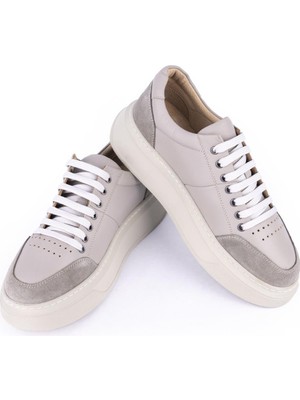 Emel Ayakkabı 3600 Kalın Hafif Bağlı Deri Spor Ayakkabı Gri 3600