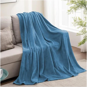 Wellsoft Battaniye Televizyon Battaniyesi Peluş Polar Battaniye Tek Kişilik 170*230- Indigo