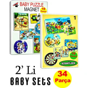 2'li Set Baby Magnet Eğitici Puzzle - Yapboz Montessori Hediye Oyuncak - 11 Görsel 34 Parça