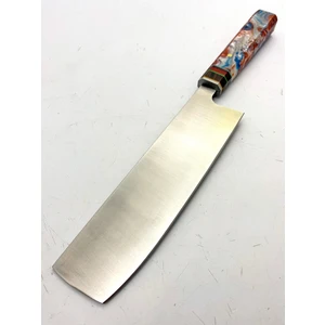 El Yapımı  Paslanmaz Çelikten Mavi Epoksi Saplı Şef Bıçağı Doğa Bıçağı Kullanışlı