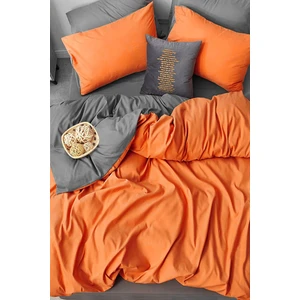 Lastikli Çarşaflı Nevresim Takımı Çift Kişilik Orange Turuncu Gri