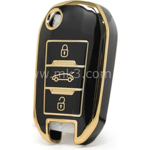 Barkas Elektronik Opel Combo E Corsa F Grandland Crossland Sustalı Nano Anahtar Kılıfı 3 Buton Siyah