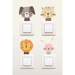 Quart Aksesuar 4 Adet Hayvanlar Alemi Çocuk Odası Priz Sticker Duvar Sticker 011