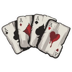 13 x 8,5 cm Poker Kağıdı Full As Sticker Motor Araba Kask Laptop Sticker
