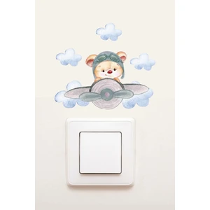 Quart Aksesuar Pilot Ayıcık Çocuk Odası Priz Sticker Duvar Sticker 002