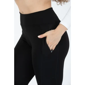 Curve Büyük Beden Cepli Fermuarlı Toparlayıcı Siyah Spor Tayt