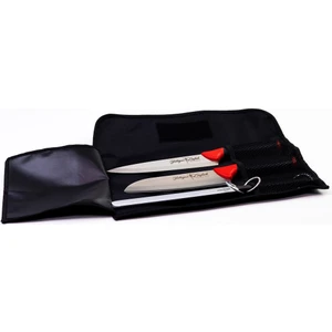 Yatağan Zeybek Yaren - 3 Lü Çantalı Masatlı Şef Mutfak Bıçağı Özel Seti - Klasik ve Santoku Şef Bıçağı