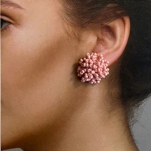 Rupen Kraft El Yapımı Sık Dokumalı Kum Boncuk Şık Top Küpe