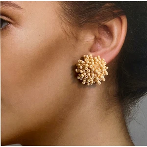 Rupen Kraft El Yapımı Sık Dokumalı Kum Boncuk Şık Top Küpe