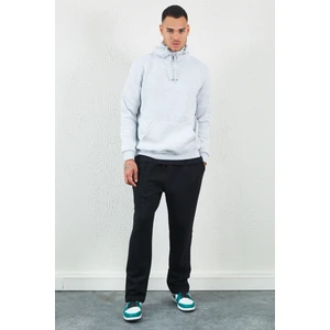 Kapüşonlu Basic Minimal Baskılı Sweat Kar Melanj