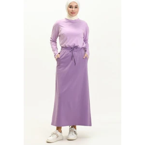 Beli Bağlamalı Cepli Spor Etek - 0152 - Leylak