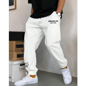 Amor Man Büyük Beden Brooklyn Baskılı 3 Iplik Pamuk Erkek Eşofman Altı