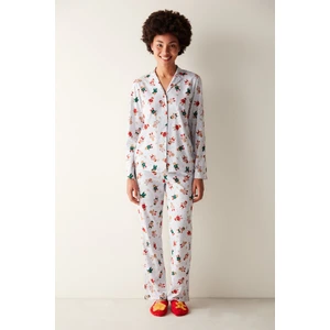 Gingerbread Uzun Kollu Gömlek Gri Pijama Takımı