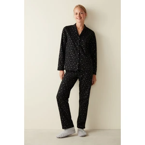Dark Sky Uzun Kollu Gömlek Siyah Pijama Takımı