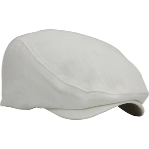 Beyaz Kasket Pamuklu London Flat Cap Şapka