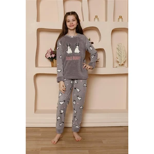 Kız Cocuk Welsoft Polar Gri Pijama Takımı 20524