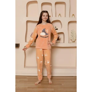 Kız Cocuk Welsoft Polar Turuncu Pijama Takımı 20526