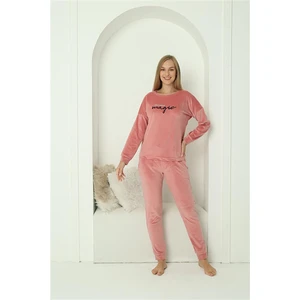 Kadın Kadife Pembe Pijama Takım 20624