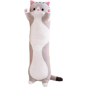 Kedi Peluş Oyuncaklar Dekoratif Oyuncak Uzun Kedi Yastık Peluş Oyuncaklar (Gri) (Yurt Dışından)