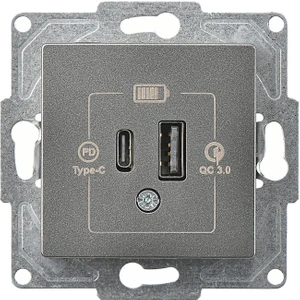 Günsan Elektrik Eqona Füme 2 Çıkışlı USB Şarj Prizi, 20W Type A + Type CMekanizma