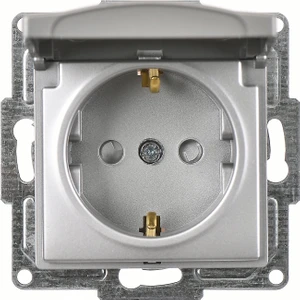 Günsan Elektrik Visage Gümüş Çocuk Korumalı Kapaklı Topraklı Priz Mekanizma