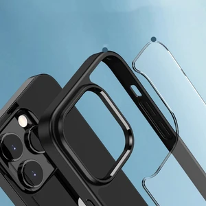 iPhone 15 Pro Max ile Uyumlu Kılıf Kenar Renkli Arkası Şeffaf  Kamera Koruma Impact Protectıon Kılıf