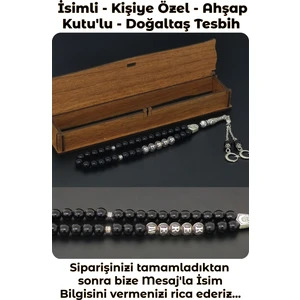 Tesbih Sakarya - Isimli - Kişiye Özel - Püskül Ucu Harfli - Parlak Oniks Doğal Taş Tesbih / Tespih