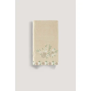 Arliva Home Sude Kadıfe Nakıslı Çeyız Havlusu Bej 50X85